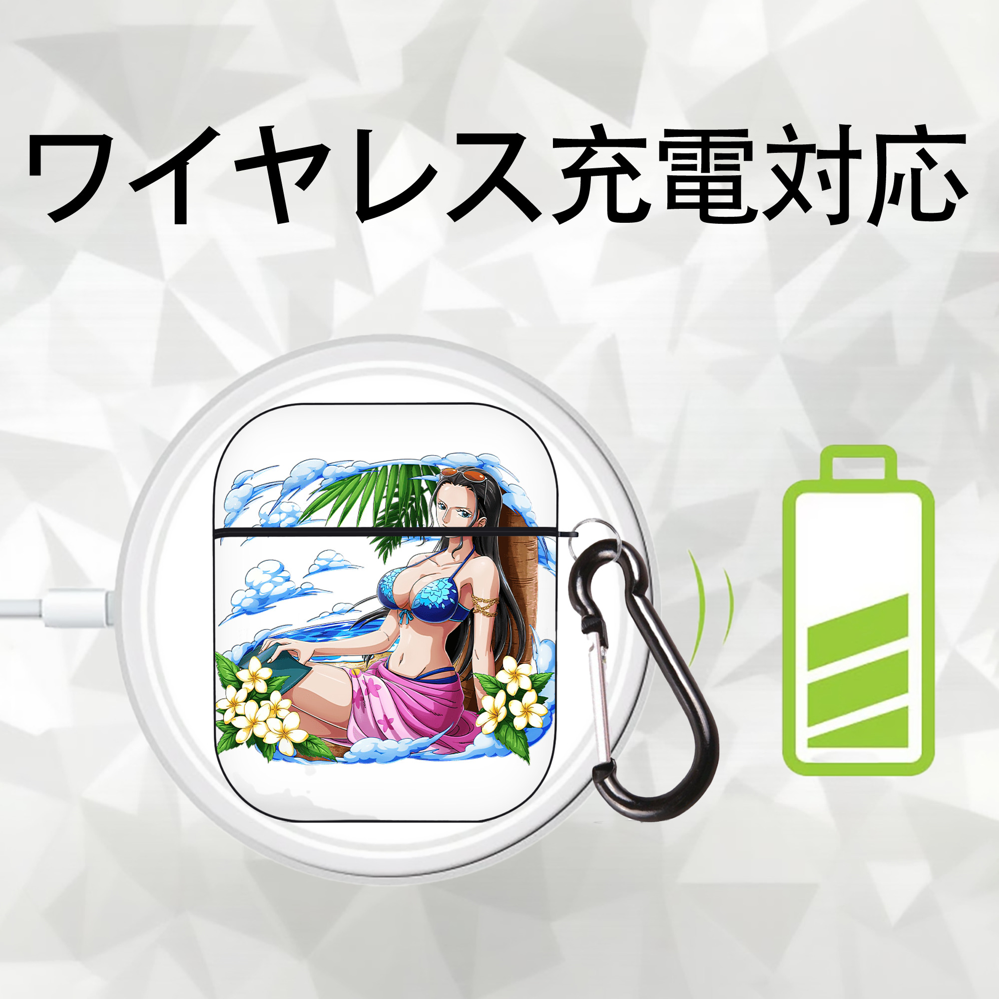 ワンピース ニコ・ロビン ONE PIECE Nico Robin AirPods 第2世代保護ケース ハードシェル ブラック 耐衝撃・防指紋・カラビナ付き