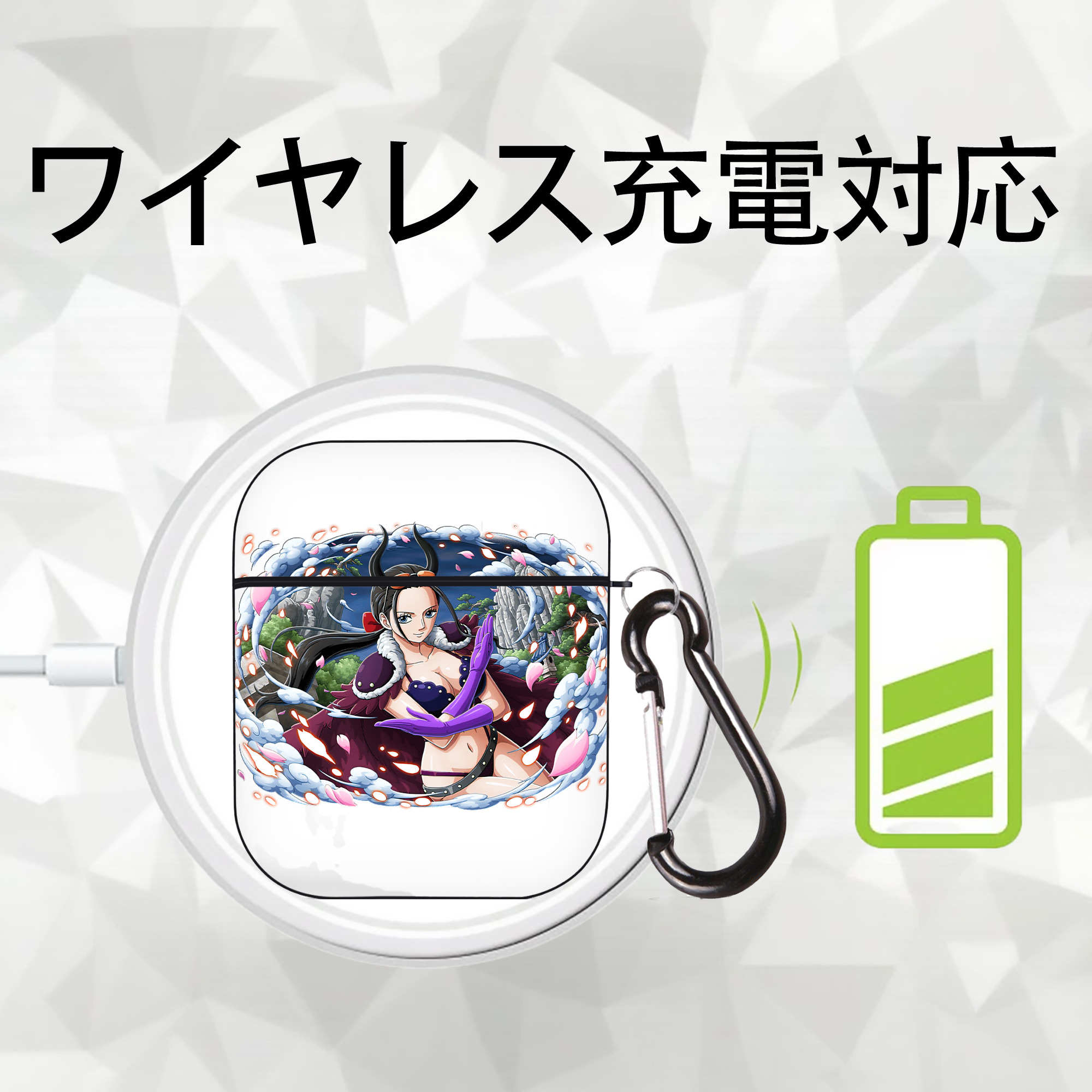ワンピース ニコ・ロビン ONE PIECE Nico Robin AirPods 第2世代保護ケース ハードシェル ブラック 耐衝撃・防指紋・カラビナ付き