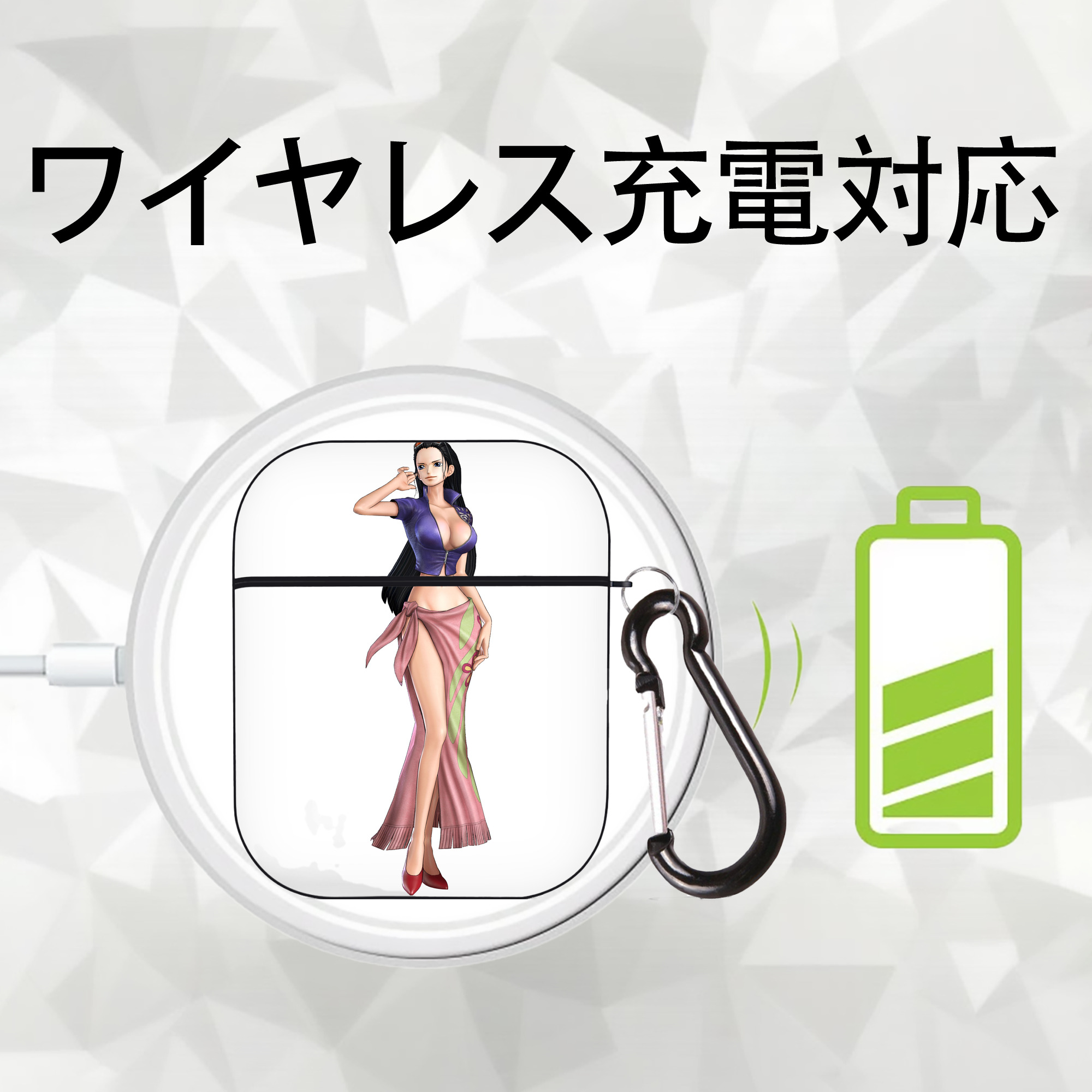ワンピース ニコ・ロビン ONE PIECE Nico Robin AirPods 第2世代保護ケース ハードシェル ブラック 耐衝撃・防指紋・カラビナ付き