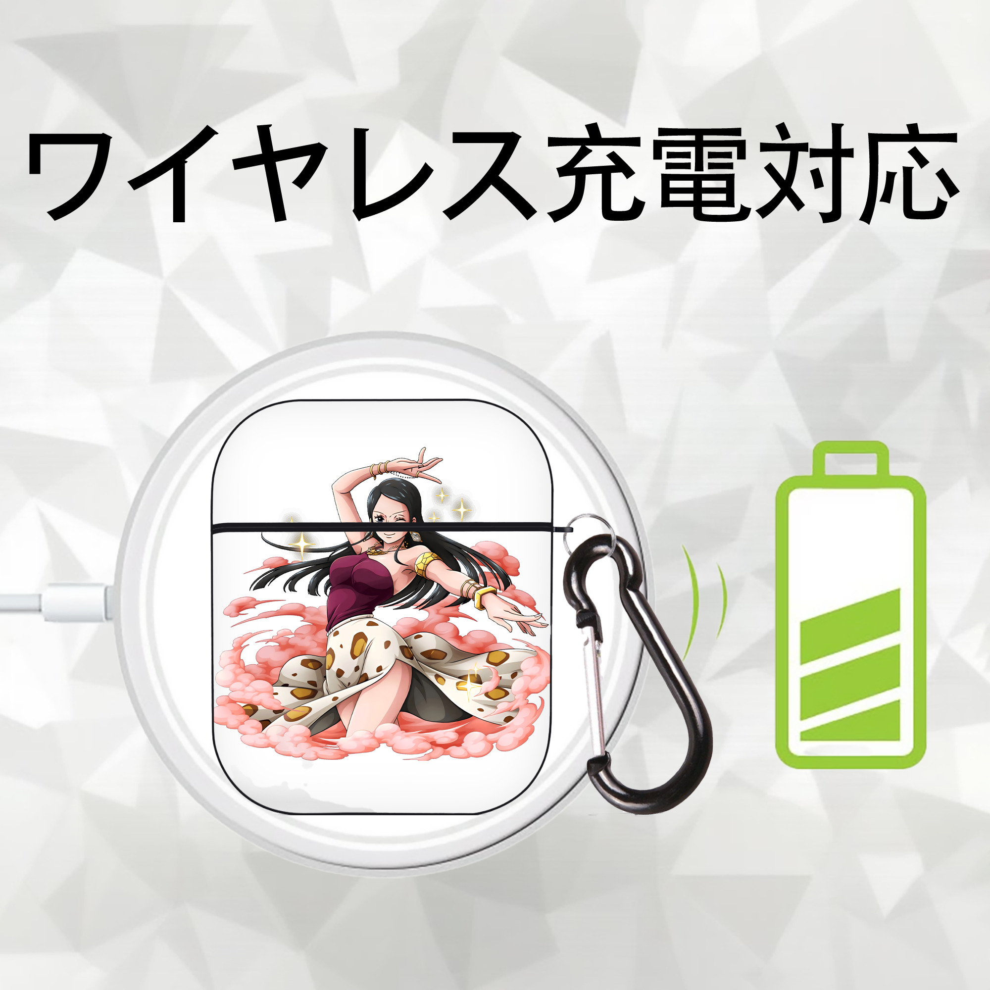 ワンピース ニコ・ロビン ONE PIECE Nico Robin AirPods 第2世代保護ケース ハードシェル ブラック 耐衝撃・防指紋・カラビナ付き