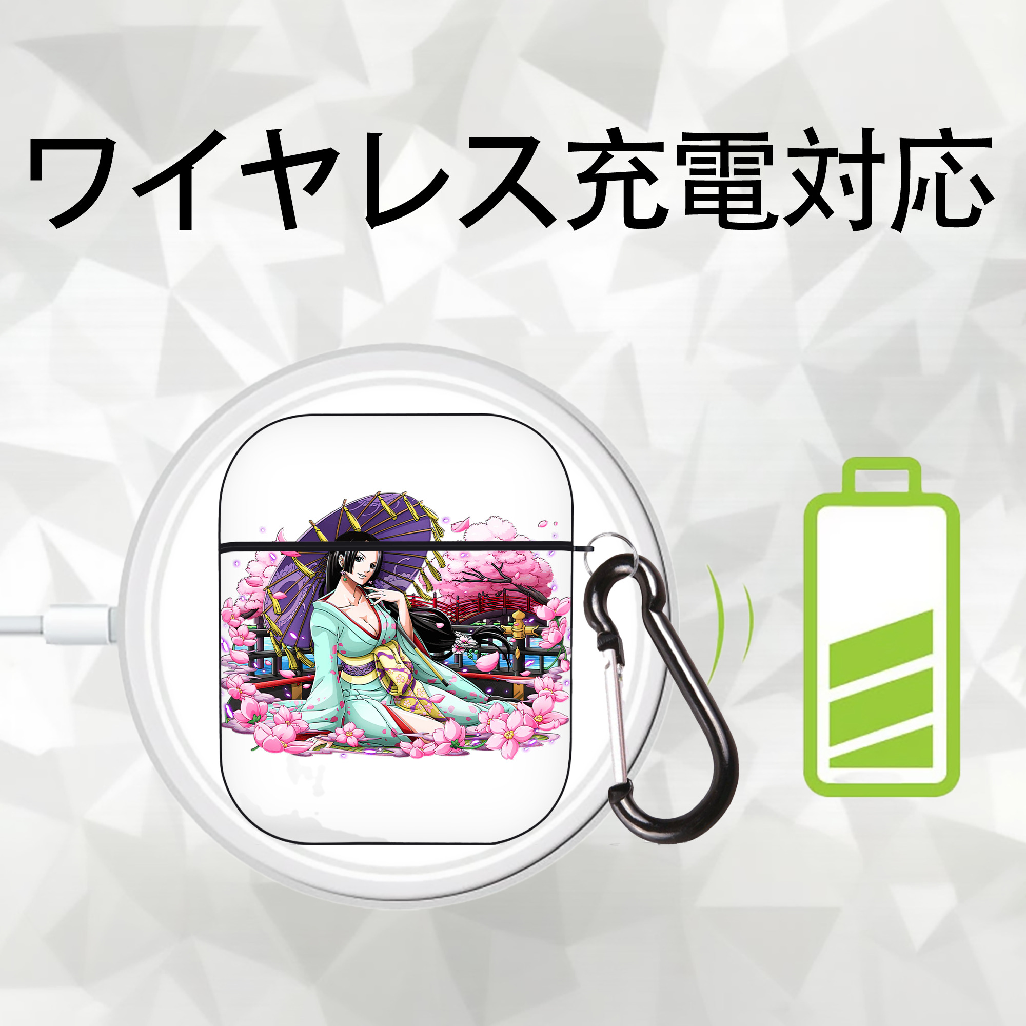 ワンピース ボア・ハンコック ONE PIECE Boa·Hancock AirPods 第2世代保護ケース ハードシェル ブラック 耐衝撃・防指紋・カラビナ付き