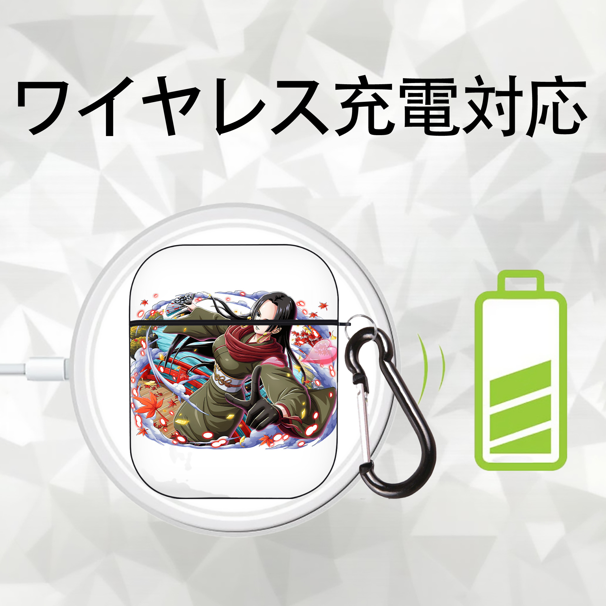ワンピース ボア・ハンコック ONE PIECE Boa·Hancock AirPods 第2世代保護ケース ハードシェル ブラック 耐衝撃・防指紋・カラビナ付き
