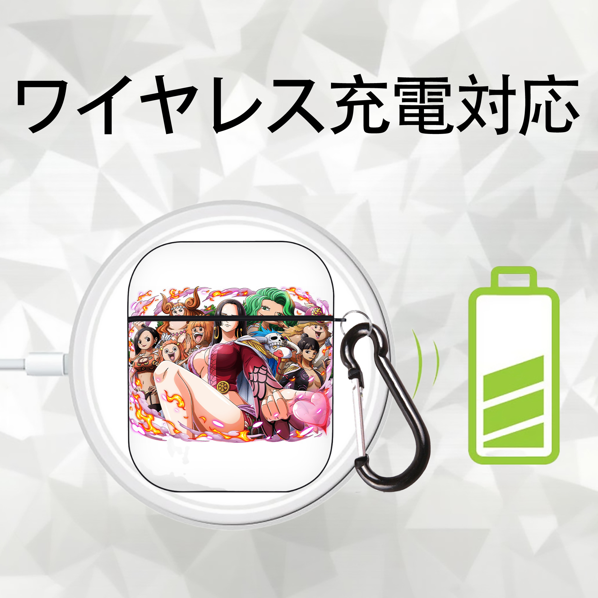 ワンピース ボア・ハンコック ONE PIECE Boa·Hancock AirPods 第2世代保護ケース ハードシェル ブラック 耐衝撃・防指紋・カラビナ付き