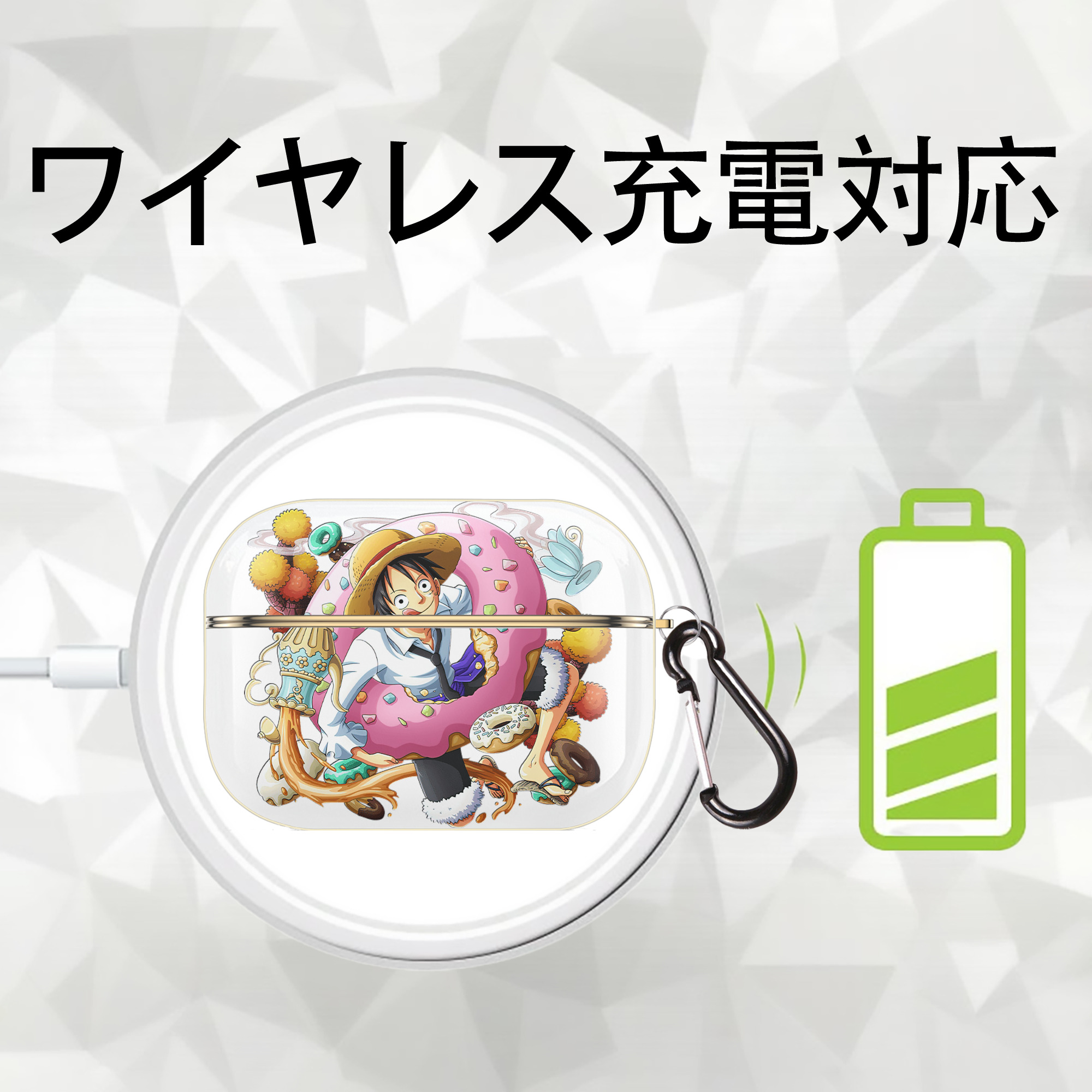 ワンピース モンキー・D・ルフィ ONE PIECE Monkey D. Luffy 【AirPods Pro用】ハードシェル保護ケース｜耐衝撃・防指紋・カラビナ付き商品仕様