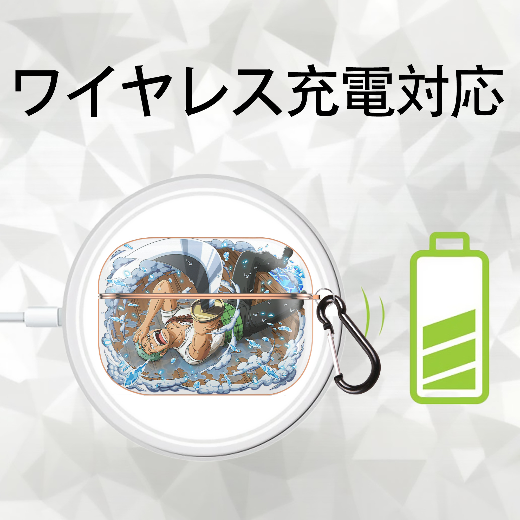 ワンピース ロロノア・ゾロ ONE PIECE Roronoa Zoro 【AirPods Pro用】ハードシェル保護ケース｜耐衝撃・防指紋・カラビナ付き商品仕様